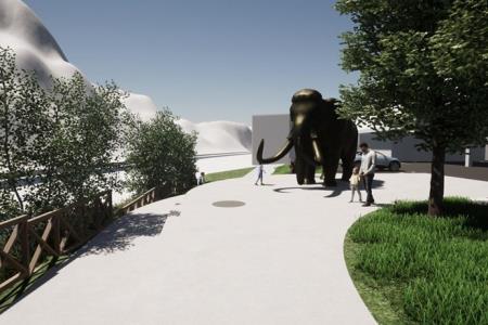 ODPRTJE TRGA IN ODKRITJE SKULPTURE MAMUTA V NARAVNI VELIKOSTI